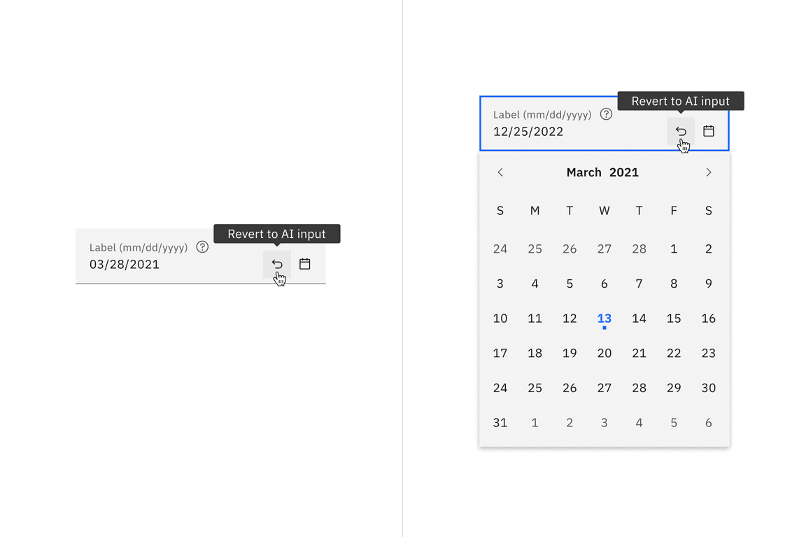 Enabled state of fluid date picker with AI reverted